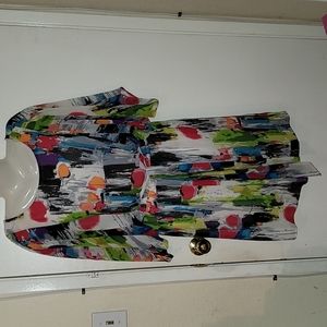 Robbie Bee Swingy Multicolored Dress belt tie elastic waistband artsy 🎨